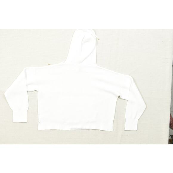 Michael Kors Women's White Waffle Knit Hoodie Sweatshirt Regular Size L - Picture 3 of 8